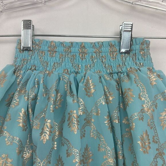 Peek Teal and gold print skirt size 4/5 EUC - Picture 2 of 10